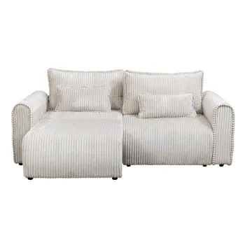 Coltar Canapea extensibil BELLAGIO, cu arcuri si lada depozitare, colt interschimbabil, bej, 250x125 165x95 cm imagine