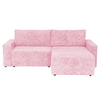 Coltar DALLAS ONE extensibil, cu lada depozitare, colt interschimbabil, roz, 258x173x90 cm imagine