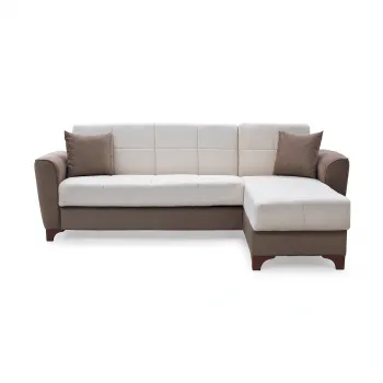 Coltar DUBLIN extensibil, cu lada depozitare, colt interschimbabil, crem, 236x146x80 cm imagine