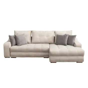 Coltar extensibil ATENA 2ES1, cu arcuri si lada depozitare, colt stanga, bej, 300x190x100 cm imagine