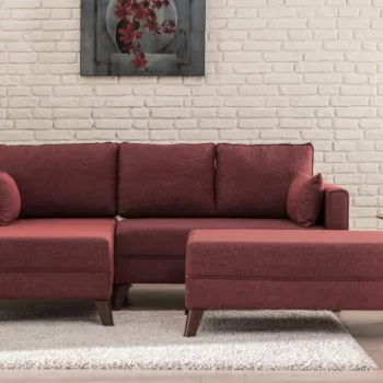 Coltar extensibil BELLA, colt dreapta, rosu claret, 205x140x85 cm imagine
