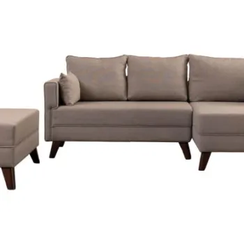 Coltar extensibil BELLA, colt stanga, crem, 205x140x85 cm imagine