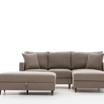 Coltar extensibil EVA, colt stanga, crem, 210x195x82 cm imagine