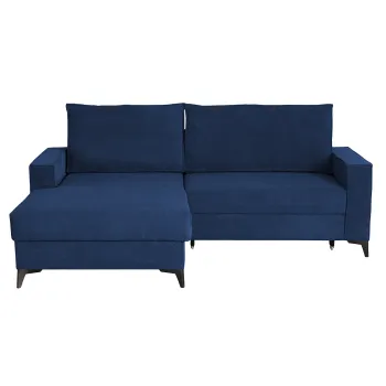 Coltar extensibil FREDERIC, cu arcuri si lada depozitare, colt dreapta, albastru, 235x160x95 cm imagine
