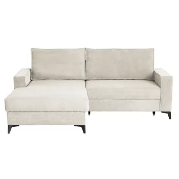 Coltar extensibil FREDERIC, cu arcuri si lada depozitare, colt dreapta, bej, 235x160x95 cm imagine