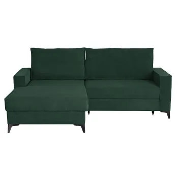 Coltar extensibil FREDERIC, cu arcuri si lada depozitare, colt dreapta, verde, 235x160x95 cm imagine
