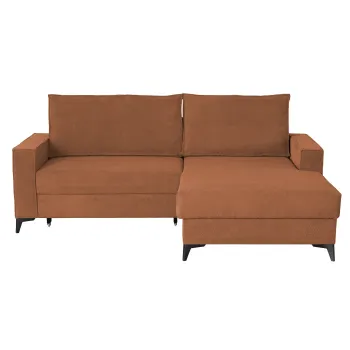 Coltar extensibil FREDERIC, cu arcuri si lada depozitare, colt stanga, caramiziu, 235x160x95 cm imagine