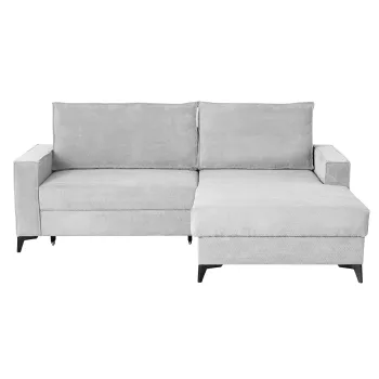 Coltar extensibil FREDERIC, cu arcuri si lada depozitare, colt stanga, gri deschis, 235x160x95 cm imagine