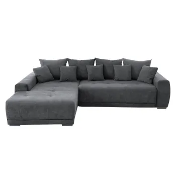 Coltar extensibil MARIBO L, cu arcuri si lada depozitare, colt dreapta, gri, 282x205x92 cm imagine