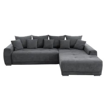Coltar extensibil MARIBO L, cu arcuri si lada depozitare, colt stanga, gri, 282x205x92 cm imagine