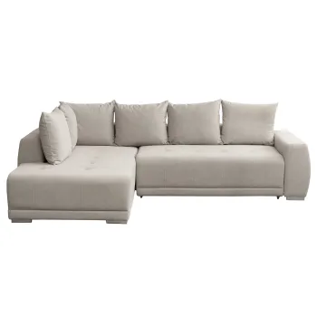 Coltar extensibil MARIBO LC, cu arcuri si lada depozitare, colt dreapta, bej, 282x205x92 cm imagine