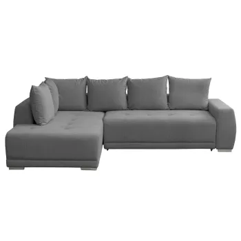 Coltar extensibil MARIBO LC, cu arcuri si lada depozitare, colt dreapta, gri, 282x205x92 cm imagine