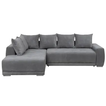 Coltar extensibil MARIBO LC, cu arcuri si lada depozitare, colt dreapta, gri, 282x205x92 cm imagine