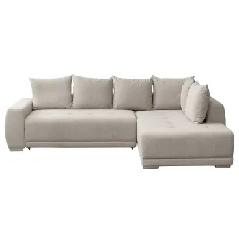 Coltar extensibil MARIBO LC, cu arcuri si lada depozitare, colt stanga, bej, 282x205x92 cm imagine