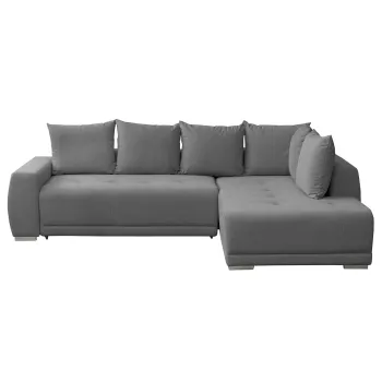 Coltar extensibil MARIBO LC, cu arcuri si lada depozitare, colt stanga, gri, 282x205x92 cm imagine