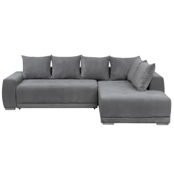 Coltar extensibil MARIBO LC, cu arcuri si lada depozitare, colt stanga, gri, 282x205x92 cm imagine