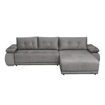 Coltar extensibil SAINT TROPEZ, cu arcuri si lada depozitare, colt interschimbabil, gri deschis, 315x204x85 cm imagine