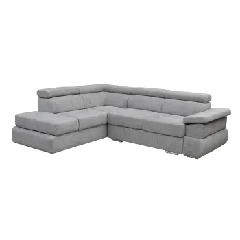 Coltar extensibil TIVOLI 2S3, cu arcuri si lada depozitare, colt dreapta, gri deschis, 285x225x90 cm imagine