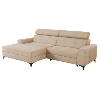 Coltar FELICIA extensibil, cu arcuri si lada depozitare, colt dreapta, bej, 275x175x92 cm imagine