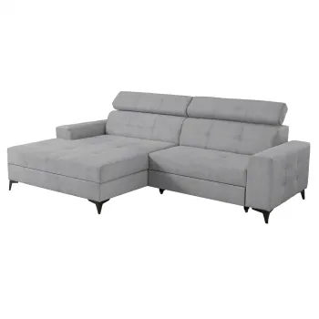 Coltar FELICIA extensibil, cu arcuri si lada depozitare, colt dreapta, gri deschis, 275x175x92 cm imagine