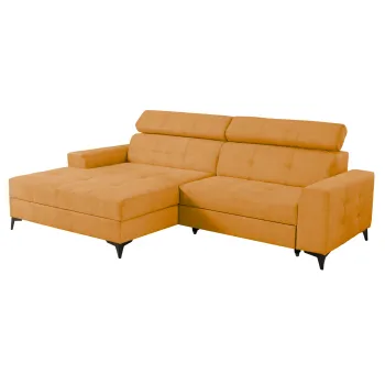 Coltar FELICIA extensibil, cu arcuri si lada depozitare, colt dreapta, mustar, 275x175x92 cm imagine