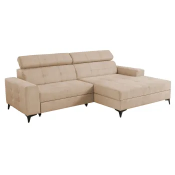 Coltar FELICIA extensibil, cu arcuri si lada depozitare, colt stanga, bej, 275x175x92 cm imagine