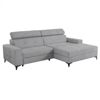 Coltar FELICIA extensibil, cu arcuri si lada depozitare, colt stanga, gri deschis, 275x175x92 cm imagine