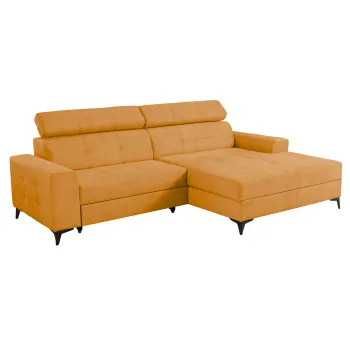 Coltar FELICIA extensibil, cu arcuri si lada depozitare, colt stanga, mustar, 275x175x92 cm imagine