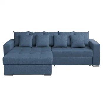 Coltar FELIX extensibil, cu arcuri si lada depozitare, colt interschimbabil, albastru, 266x165x90 cm imagine