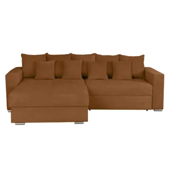 Coltar FELIX extensibil, cu arcuri si lada depozitare, colt interschimbabil, caramiziu, 266x165x90 cm imagine