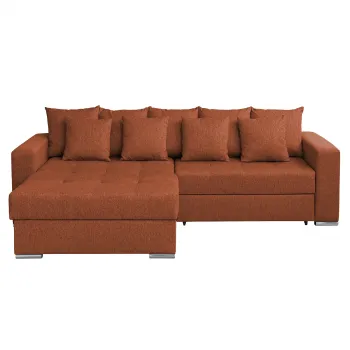 Coltar FELIX extensibil, cu arcuri si lada depozitare, colt interschimbabil, caramiziu, 266x165x90 cm imagine