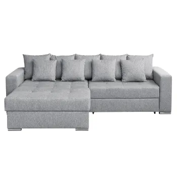 Coltar FELIX extensibil, cu arcuri si lada depozitare, colt interschimbabil, gri, 266x165x90 cm imagine