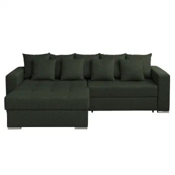 Coltar FELIX extensibil, cu arcuri si lada depozitare, colt interschimbabil, verde inchis, 266x165x90 cm imagine