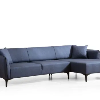 Coltar fix BELISSIMO, colt stanga, albastru, 270x140x67 cm imagine