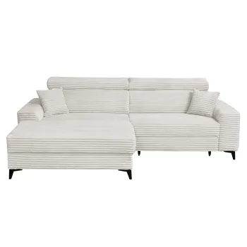 Coltar FLORIDA ONE T extensibil, cu arcuri si lada depozitare, colt dreapta, bej, 280x175x95 cm imagine