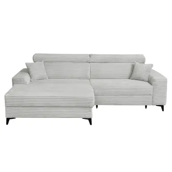 Coltar FLORIDA ONE T extensibil, cu arcuri si lada depozitare, colt dreapta, gri deschis, 280x175x95 cm imagine