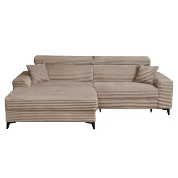 Coltar FLORIDA ONE T extensibil, cu arcuri si lada depozitare, colt dreapta, maro, 280x175x95 cm imagine