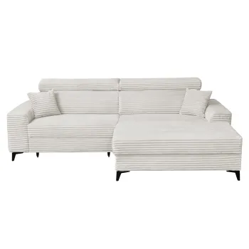 Coltar FLORIDA ONE T extensibil, cu arcuri si lada depozitare, colt stanga, bej, 280x175x95 cm imagine