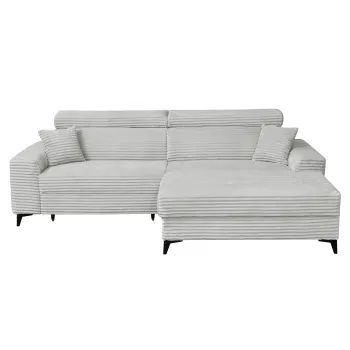 Coltar FLORIDA ONE T extensibil, cu arcuri si lada depozitare, colt stanga, gri deschis, 280x175x95 cm imagine