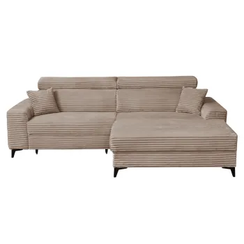 Coltar FLORIDA ONE T extensibil, cu arcuri si lada depozitare, colt stanga, maro, 280x175x95 cm imagine