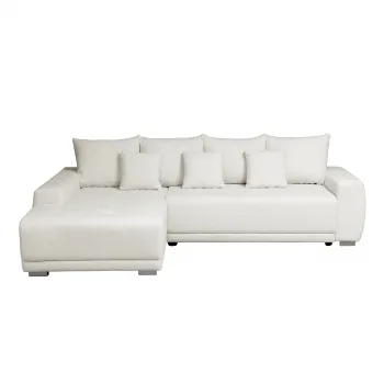 Coltar MARIBO BUCLE extensibil, cu arcuri si lada depozitare, colt dreapta, crem, 280x204x92 cm imagine