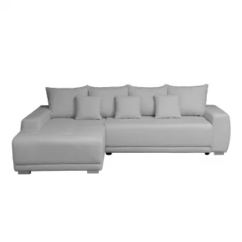 Coltar MARIBO BUCLE extensibil, cu arcuri si lada depozitare, colt dreapta, gri, 280x204x92 cm imagine