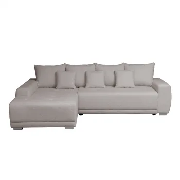 Coltar MARIBO BUCLE extensibil, cu arcuri si lada depozitare, colt dreapta, roz prafuit, 280x204x92 cm imagine