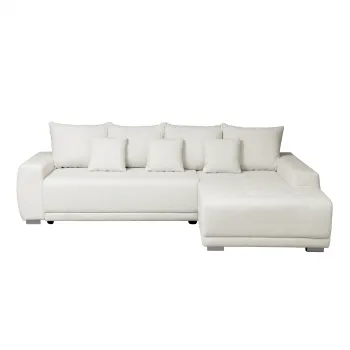 Coltar MARIBO BUCLE extensibil, cu arcuri si lada depozitare, colt stanga, crem, 280x204x92 cm imagine