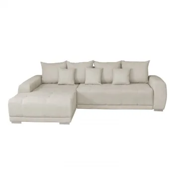 Coltar MARIBO II extensibil, cu arcuri si lada depozitare, crem, 282x205x92 cm imagine