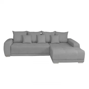 Coltar MARIBO II extensibil, cu arcuri si lada depozitare, gri deschis, 282x205x92 cm imagine