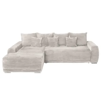 Coltar MARIBO T extensibil, cu arcuri si lada depozitare, colt dreapta, bej, 280x204x92 cm imagine