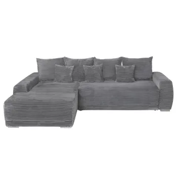 Coltar MARIBO T extensibil, cu arcuri si lada depozitare, colt dreapta, gri inchis, 280x204x92 cm imagine