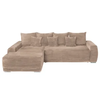 Coltar MARIBO T extensibil, cu arcuri si lada depozitare, colt dreapta, maro, 280x204x92 cm imagine