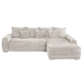 Coltar MARIBO T extensibil, cu arcuri si lada depozitare, colt stanga, bej, 280x204x92 cm imagine